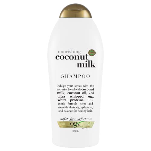 OGX Nourishing Coconut Milk Shampoo for Strong, Healthy Hair - With Coconut Oil, Egg White Protein, Sulfate & Paraben-Free - 25.4 fl oz