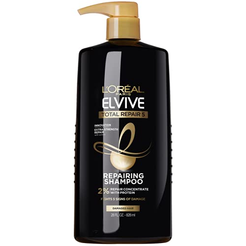 L’Oreal Paris Elvive Total Repair 5 Repairing Shampoo for Damaged Hair Shampoo with Protein and Ceramide for Strong Silky Shiny Healthy Renewed Hair 28 Fl Oz