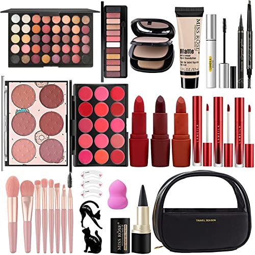 MISS ROSE M All In One Full Makeup Kit,Multipurpose Women’s Makeup Sets,Beginners and Professionals Alike,Easy to Carry (Black)
