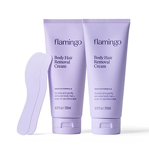Flamingo Body Hair Removal Cream – 6.76 fl oz – Pack of 2 – Gentle Formula – Safe for Sensitive Skin