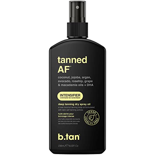 b.tan Tanning Oil Spray – Faster, Darker Tan with Moisturizing Oils, Vegan, Cruelty-Free, 8 oz