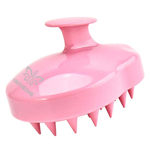URTHEONE Soft Silicone Hair Scalp Massager Shampoo Brush for Wet Dry Oily Curly Straight Thick Thin Rough Long Short Natural Men Women Kids Pets Hair Care Tools（Pink