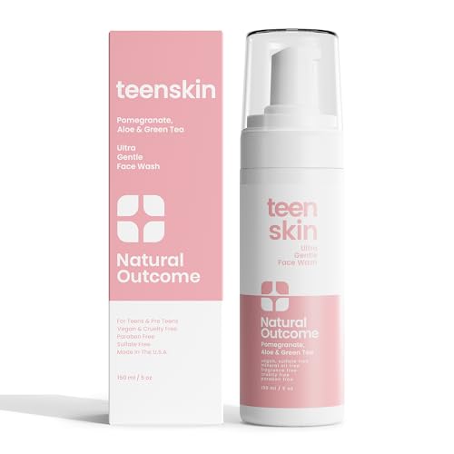 natural outcome Teen Skin Ultra Gentle Kids Face Wash Daily Soothing Kid Foaming Facial Cleanser with Fragrance Free formula For Teens, Preteens & Kids Looking to Prevent Acne 5 oz