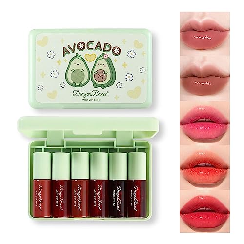 6 Colors Lip Tint Stain Set,Korean Velvet Water Lip Tint,Natural Lip and Cheek Tint, Long lasting Non-Stick Cup Waterproof Lip Tint Makeup