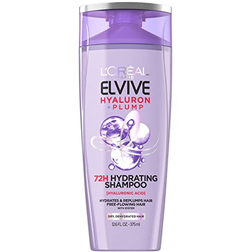 L’Oreal Paris Elvive Hyaluron Plump Hydrating Shampoo for Dehydrated, Dry Hair Infused with Hyaluronic Acid Care Complex, Paraben-Free, 12.6 Fl Oz
