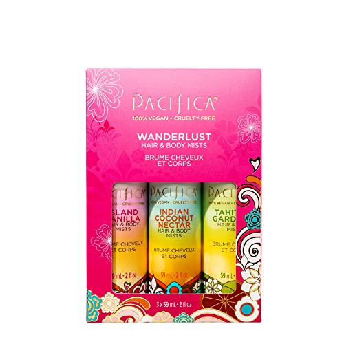 Pacifica Beauty Mini Fragrance Sampler, 3 Island Vanilla Scents – Hair Perfume & Body Spray Gift Set, Vegan & Cruelty Free