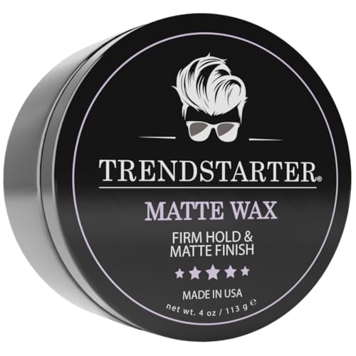 TRENDSTARTER – MATTE WAX (4oz) – Firm Hold – Matte Finish – Mens Hair Products – Premium Water Based All-Day Hold Hair Styling Pomade – Flake-Free – Styling Wax for All Hair Types