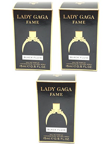 Pack of 3 LADY GAGA FAME 0.5oz Eau de Parfum Spray BLACK FLUID PERFUME NIB 3607342540194