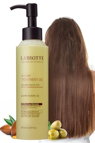 LABIOTTE Silk Oil Hair Treatment for Repair, Frizz Control & Shine – With Jojoba Oil for Dry, Damaged Hair Growth – 5.07 Fl Oz