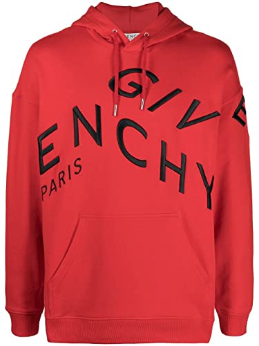 Givenchy All Over Emboridered Logo Red Hoodie, Size Small