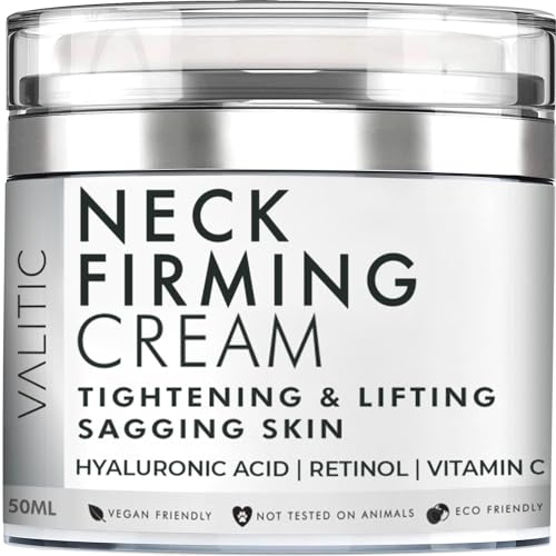 VALITIC Neck Cream for Tightening and Firming - Hyaluronic Acid, Retinol, and Vitamin C - Anti Aging Tightening & Lifting Sagging Skin Day and Night Cream