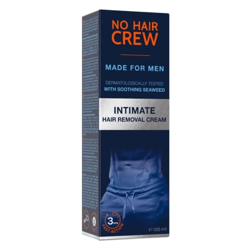 No Hair Crew Intimate/Private At Home Hair Removal Cream for Men – Painless, Flawless, Soothing Depilatory for Unwanted Coarse Male Body Hair, 100ml