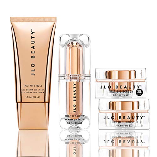 JLO BEAUTY That JLo Essentials Kit | Includes Serum, Cleanser, Cream and Broad Spectrum SPF, Gently Tightens, Brightens, Protects & Hydrates Skin