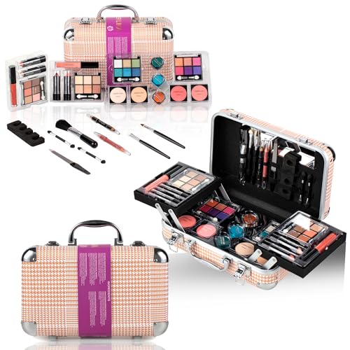 DUER LIKA Makeup Kit Gift Set for Adults and Girls-Full Makeup Kit for Beginners Includes Eye Shadow Palette Blush Lip Gloss Lipstick Lip Pencil Eye Pencil Brush Mirror (GOLD)