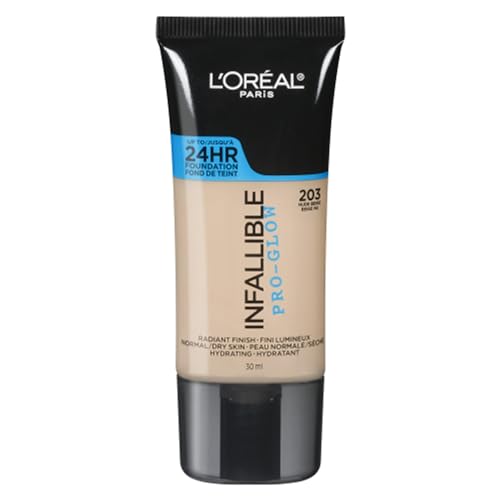 L'Oreal Paris Makeup Infallible Up to 24HR Pro-Glow Foundation, Nude Beige, 1 fl oz.
