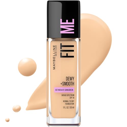 Maybelline Fit Me Dewy + Smooth Liquid Foundation Makeup, Light Beige, 1 Count (Packaging May Vary)