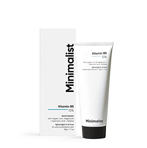 Minimalist 10% Vitamin B5 Face Moisturizer for Oily, Combination & Acne Prone Skin | Oil Free Fast Absorbing Lightweight Gel | For Women & Men | 1.7 Oz / 50 gm