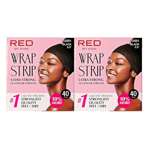 Red by Kiss Wrap Strip, Ultra Strong 2X Longer Stretch, 44 Strips, Black-3.5″ (2 PACK)
