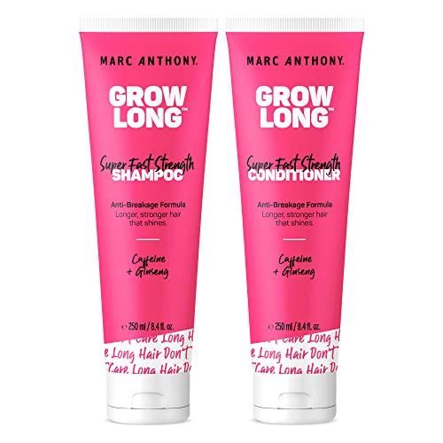 Marc Anthony Shampoo and Conditioner Set, Grow Long Biotin – Anti-Frizz Deep Conditioner For Split Ends & Breakage – Vitamin E, Caffeine & Ginseng for Curly, Dry & Damaged Hair