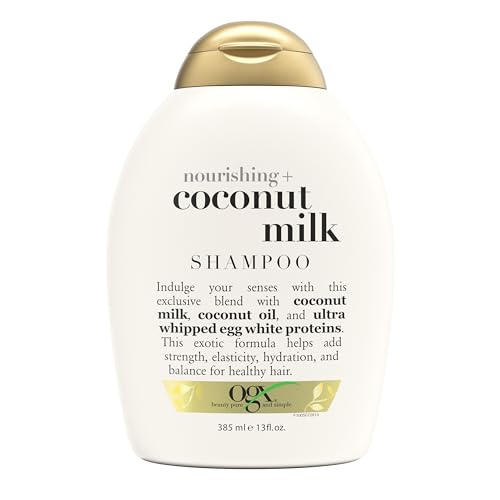 OGX Nourishing Coconut Milk Shampoo for Strong, Healthy Hair with Coconut Oil, Egg White Protein, Sulfate-Free, 13 fl oz