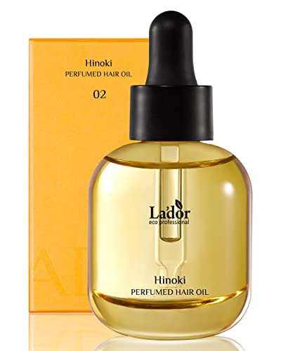 LA'DOR LADOR Hair Perfume Oil for Dry Damaged Hair - Anti Frizz Nourishing Fragrance Gloss Oil Serum Leave-In Conditioner Hold Curls & Waves Free of Sulfate Paraben Alcohol 1 Fl Oz 02 Hinoki Korean