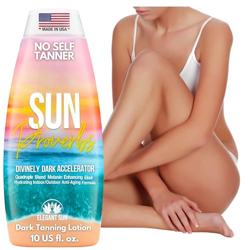 Sun Proverbs, Tanning Bed Lotion, Dark Tan Accelerator, Outdoor Indoor Tanning Lotion without Bronzer, No DHA White Tanning Lotion, Natural Bronzing Coconut Sun Kissed Lotion, by Elegant Sun