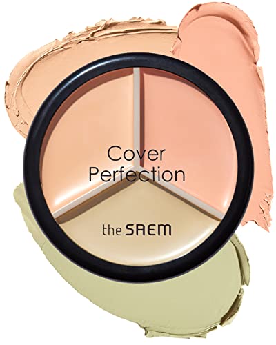 THE SAEM Cover Perfection Triple Pot Concealer 03 Correct Up Beige - for Fair to Light Skin Tone - 3 Color Full Coverage Concealer - Covers Blemishes Spots, Dark Circles, Redness Skin