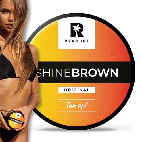 BYROKKO Shine Brown Tanning Accelerator Cream 6.4 Fl Oz, Use it as Indoor Tanning Lotion for Tanning Beds or Tanning Oil Cream for Outdoor Sun, Faster Tanning with Premium Natural Ingredients