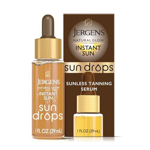 Jergens Natural Glow Instant Sun Drops, Sunless Tanning for Face and Body, Instant Sun Bronzing Drops,