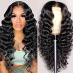 NKTU Deep Wave Lace Front Wigs Human Hair 180 Density Glueless Wigs for Women 13×4 HD Transparent Lace Front Wigs Pre Plucked with Baby Hair (22 Inch, Deep Wave Wigs)