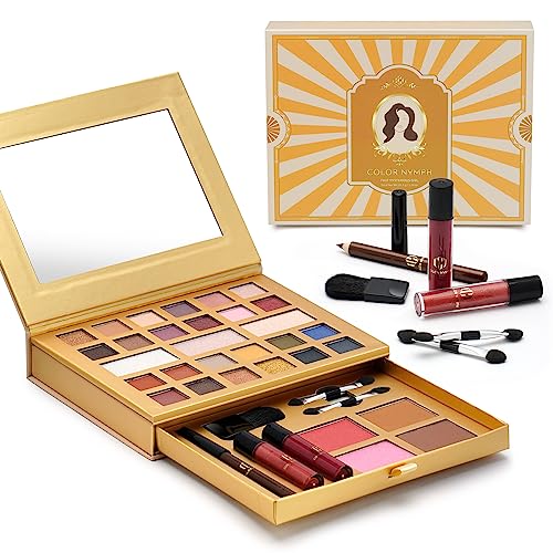 Color Nymph All-in-One Makeup Kit – Perfect Set for Women, Teens, and Beginners! Travel-Friendly Palette with 24 Eyeshadows, Lip Glosses, Brushes, and Mirror – Your Ultimate Makeup Solution!