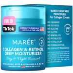 MAREE Face Moisturizer Collagen Cream – Anti Aging Face Cream with Hyaluronic Acid & Retinol – Day & Night Cream with Hydrating Effect – Moisturizing Cream for Face with Vitamins A & E – 1.7oz