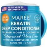 MAREE Deep Hair Mask & Conditioner – Hydrating & Deep Conditioning Hair Mask with Coconut Oil & Keratin for Fine, Curly & Frizzy Hair – Biotin & Collagen Moisturizing Conditioner for Dry Bleached Hair