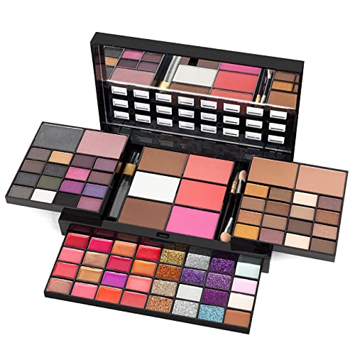 All In One Makeup Gift Kit – Ultimate Color Combination – 36 Eyeshadow, 28 Lip Gloss, 3 Blusher, 4 Concealer, 3 Contour Powder, 3 Brushes, 1 Mirror, 74 Colors Palette Set