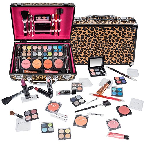 SHANY Carry All Makeup Train Case with Pro Makeup Set, Makeup Brushes, Lipsticks, Eye Shadows, Blushes, Powders, and more – Reusable Makeup Storage Organizer – Premium Gift Packaging – Leopard