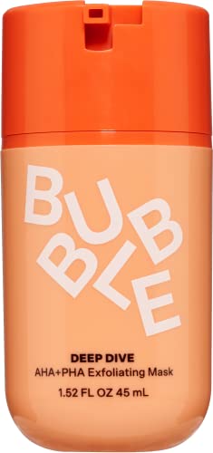 Bubble Skincare Deep Dive AHA + PHA Exfoliating Mask – Gentle Facial Exfoliator with Oil Control – Promotes a More Even Skin Tone – Skin Care Enriched with Azelaic Acid and Willow Bark Extract (45ml)
