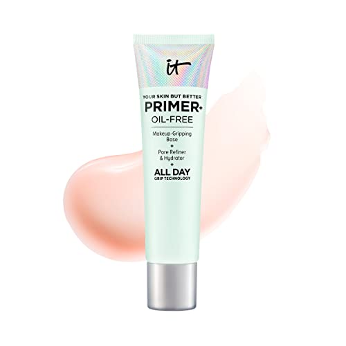 IT Cosmetics Your Skin But Better Makeup Primer+ - Extends Makeup Wear, Hydrates Skin, Refines the Look of Pores - With Glycerin, Bark Extract & Ginger Root Extract - Oil-Free Formula - 1 fl oz