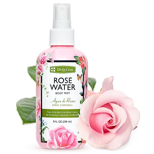 De La Cruz Rose Water Body Mist – Rosewater Spray for Face, Skin and Hair 8 fl oz (1 Bottles)