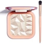 LSxia Highlighter Makeup Palette Shimmer Contour Palette Powder for Brighten Face Contour Gold Cheek Highlight Makeup,Long Lasting Highlighter Powder with Mirror for Illuminator Makeup(CHAMPAGNE GOLD)