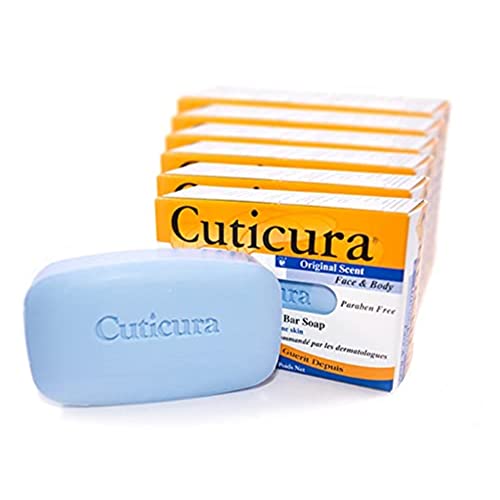 Cuticura Deep Cleansing Face and Body Soap, Antibacterial, Medicated ORIGINAL – Deep Cleansing Bar Soap for Blemish-Prone Skin 3 oz (Pack of 6)