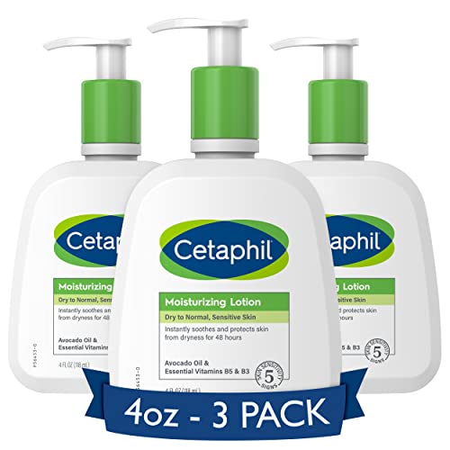 Cetaphil Body Moisturizer, Hydrating Moisturizing Lotion for All Skin Types, Suitable for Sensitive Skin, Mother’s Day Gifts, NEW 4 oz Pack of 3, Fragrance Free, Hypoallergenic, Non-Comedogenic