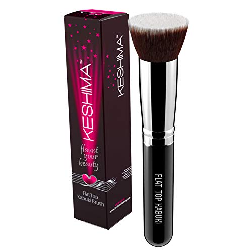 Flat Top Kabuki Foundation Brush By KESHIMA – Premium Makeup Brush for Liquid, Cream, and Powder – Buffing, Blending, and Face Brush