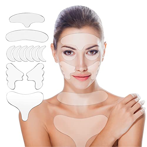 Forehead Wrinkle Patches, Anti Wrinkle Silicone Facial Patches for Face Overnight to Reduce Fine Wrinkles, Frown, Smile, Neck & Chest Lines, Reusable Anti-Ageing Wrinkles Treatment for Women,11 Pcs