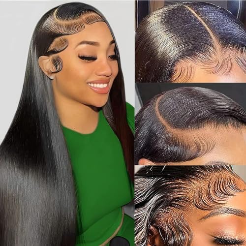 13×6 Lace Front Wigs Human Hair 26Inch Straight Transparent Lace Frontal Wigs 180 Density HD Lace Front Wigs Human Hair Pre Plucked Glueless Wigs Lace Front Wigs for Black Women with Baby Hair