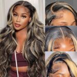 Highlight Lace Front Wig Human Hair Pre Plucked 26 Inch 1B/27 Ombre Lace Front Wig Human Hair 13×4 Body Wave Lace Front Wigs Human Hair 180% Density Colored HD Glueless Human Hair Wigs