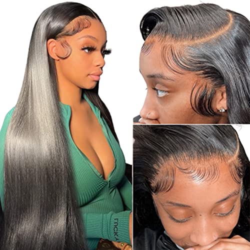 Straight Lace Front Wigs Human Hair 13×4 HD Transparent Lace Front Human Hair Wigs for Black Women Glueless Brazilian Virgin Hair Lace Frontal Wig 180% Density Pre Plucked with Baby Hair Hairline