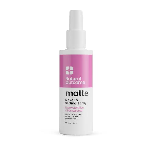 natural outcome Matte Makeup Setting Spray | Mattifying Lock In Makeup Setting Mist | Keeps Makeup Fresh All Day | Add Vibrance & Shine to Your Look | Oil-Free Vegan Formula for All Skin Types | 4 oz