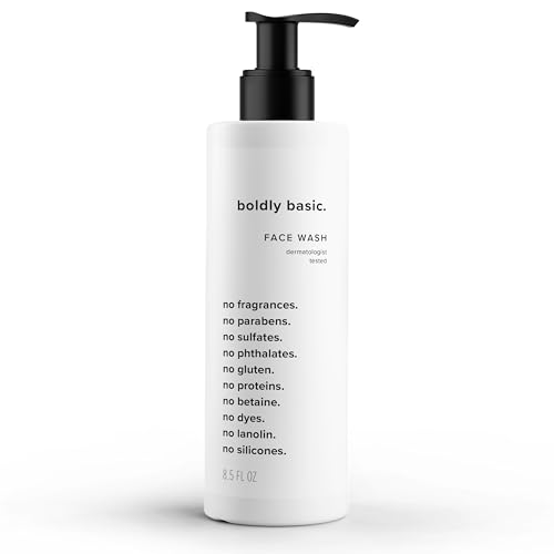 Boldly Basic Fragrance Free Face Wash – Gentle Facial Cleanser on Sensitive Skin – Unscented – Dermatologist Tested – Sulfate Free – Paraben Free – Gluten Free – Non Comedogenic and Hypoallergenic
