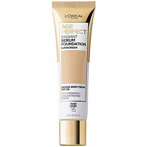 L’Oreal Paris Age Perfect Radiant Serum Foundation with SPF 50, Rose Ivory, 1 Ounce