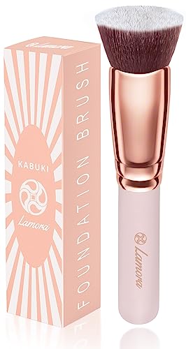 Flat Top Kabuki Foundation Brush – Premium Makeup Face Brush For Liquid, Cream, Powder – Blending, Buffing, Stippling Brush – Pro Quality Synthetic Dense Bristles